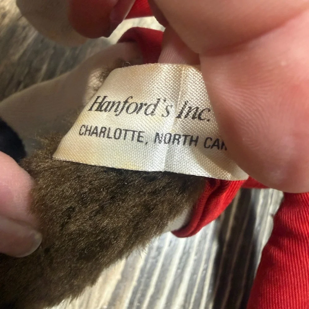 VTG  Fox Hunt Plush Ornaments Pair Red Coat Equestrian Plaid Set of 2 Hanfords